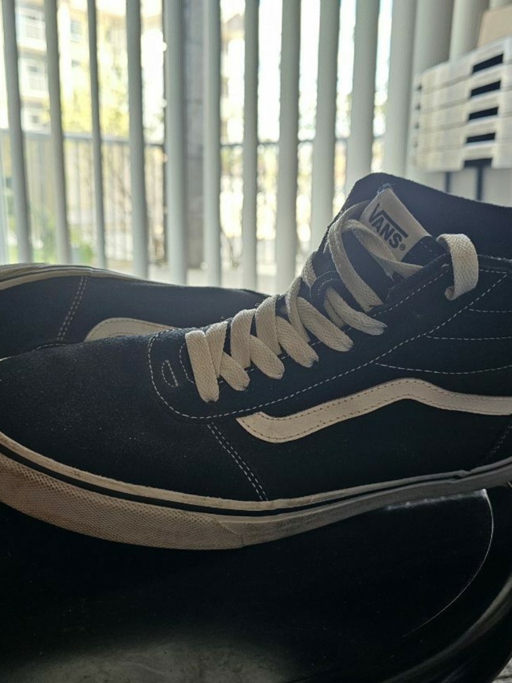 Vans Men's Black & White Sk8-Hi Canvas Skate Shoes